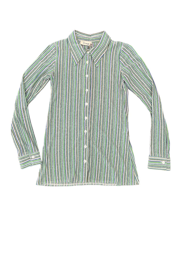 Shimmer Stretch Button Down