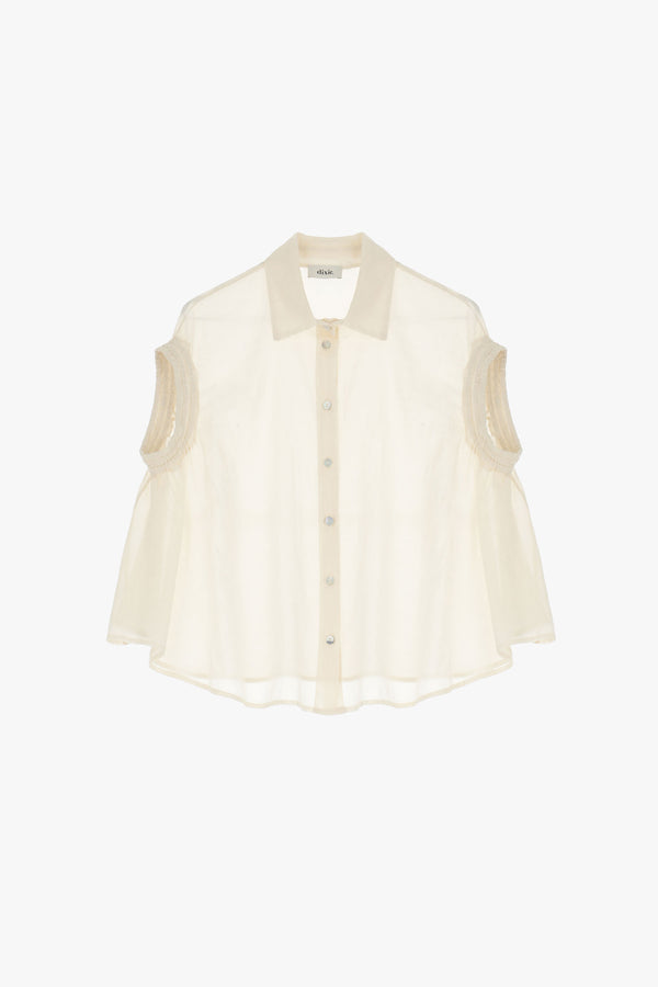 Sleeveless Sheer Button-Up Shirt (IMP-C212J169)