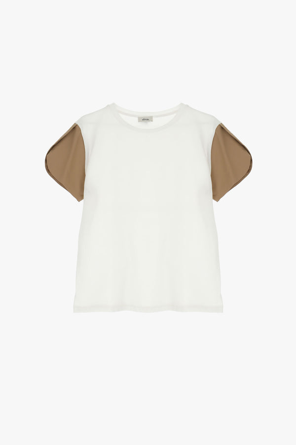 Cotton Accent Sleeve Tee (IMP-T698J187)