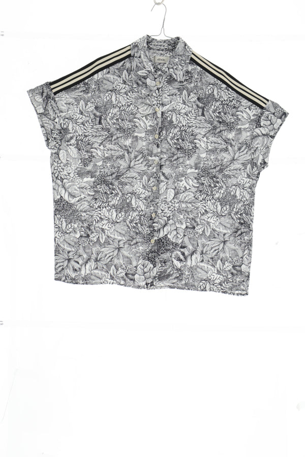 Linen Blend Printed Striped Top