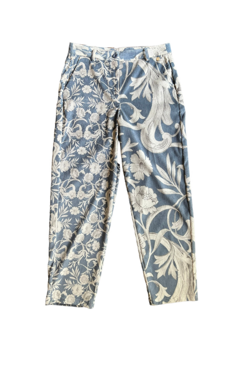 Blue Brocade Corduroy Pants
