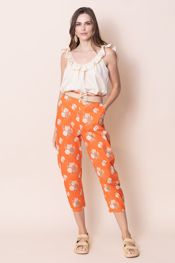 Orange Floral Pants