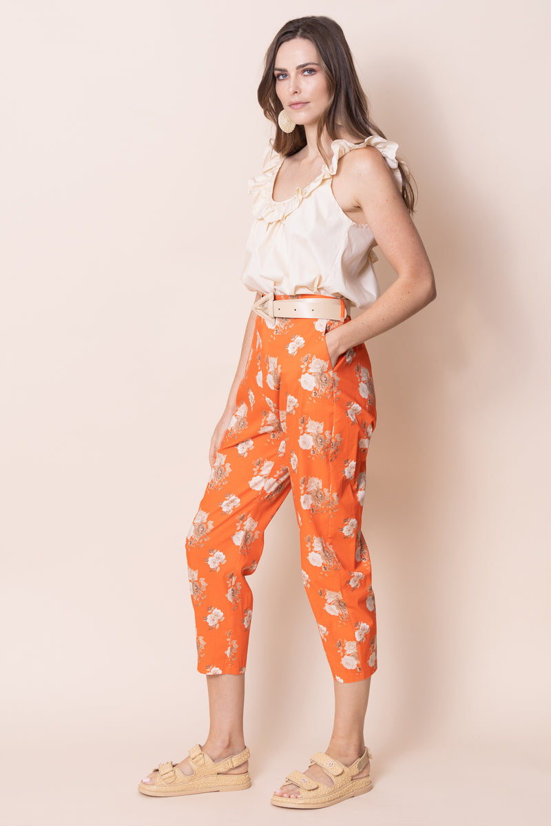 Orange Floral Pants