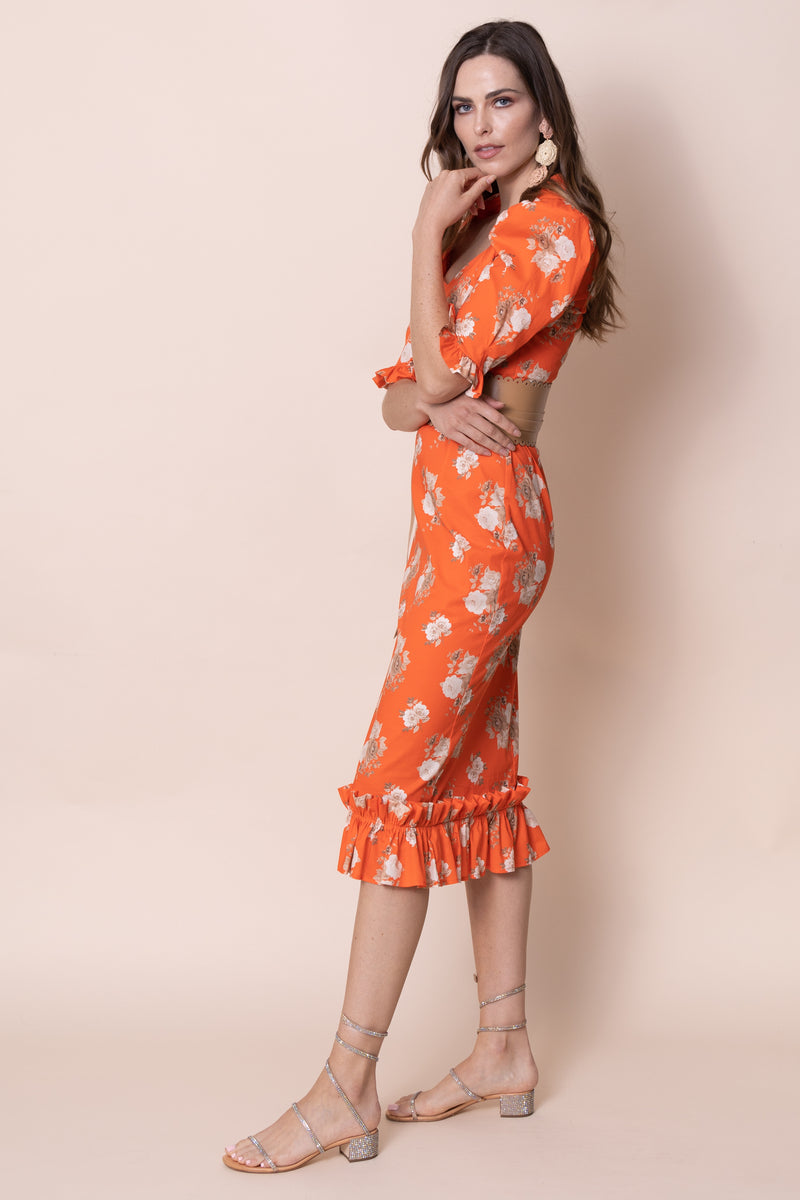 Orange Floral Dress