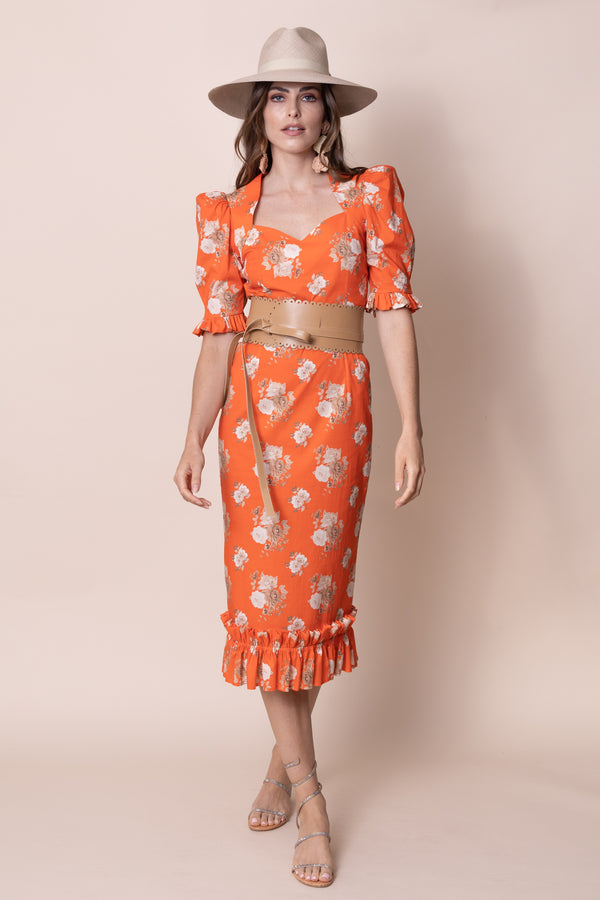 Orange Floral Dress