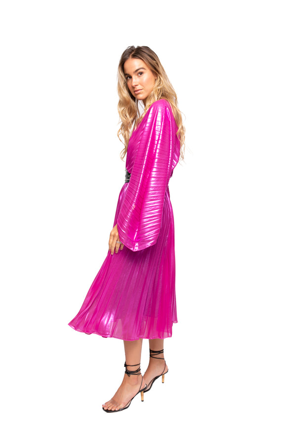 Pleated Metallic Dress