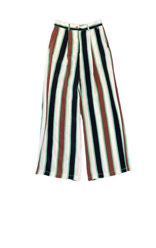 Brown, Black, and Green Striped Pants
