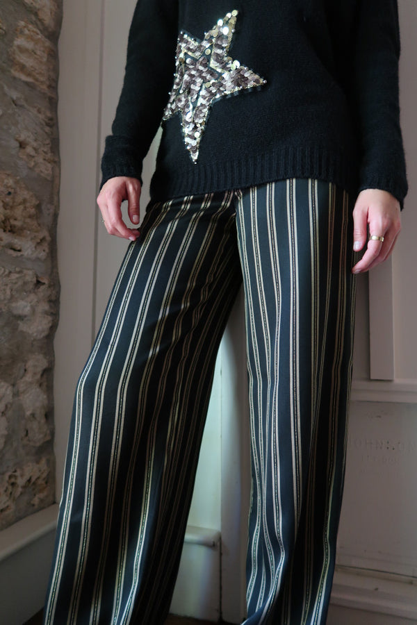 Metallic Striped Pants